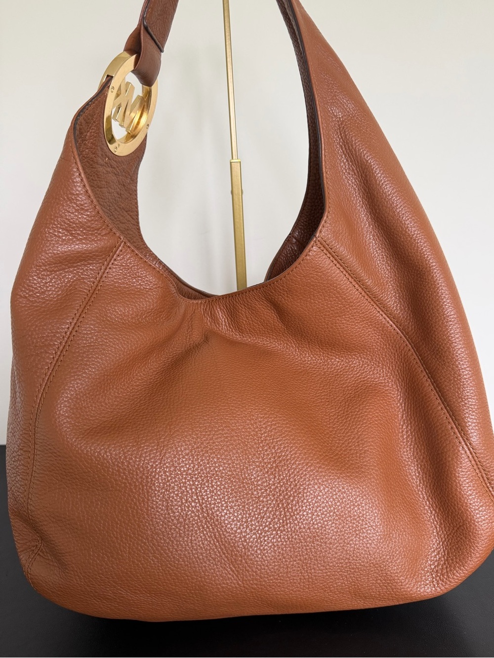Michael Kors Leather Fulton Large Hobo Shoulder Bag Brown - Picture 5 of 10